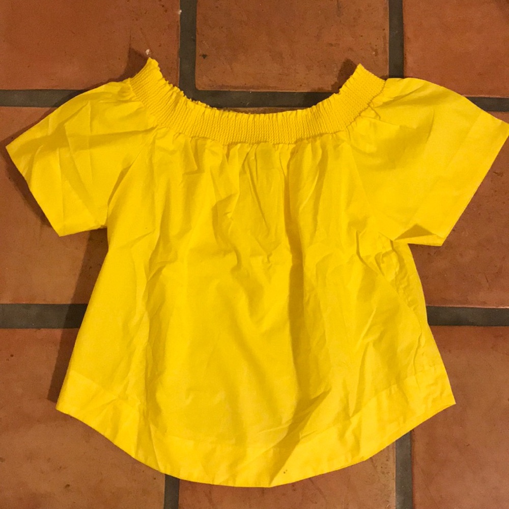 J crew off the shoulder yellow top